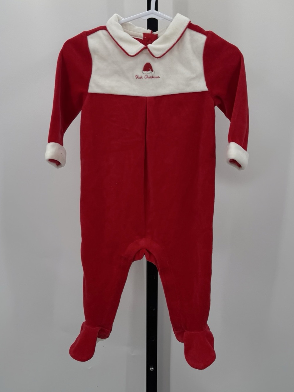 Janie and Jack Infant First Christmas Red Velvet Footie Baby Christmas Footie